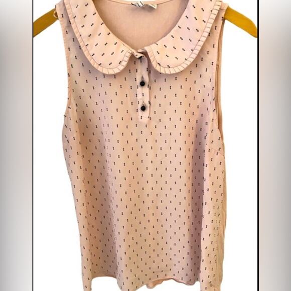 ✅3-for-$12✅ ELLE Pastel Dusty Pink Peter Pan Collar Sleeveless Top Pink Large‎ - Picture 2 of 3